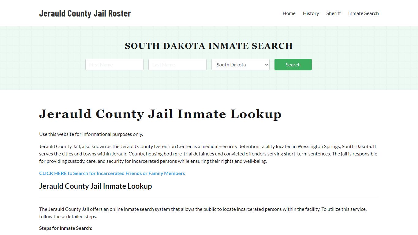 Jerauld County Jail Roster Lookup, SD, Inmate Search