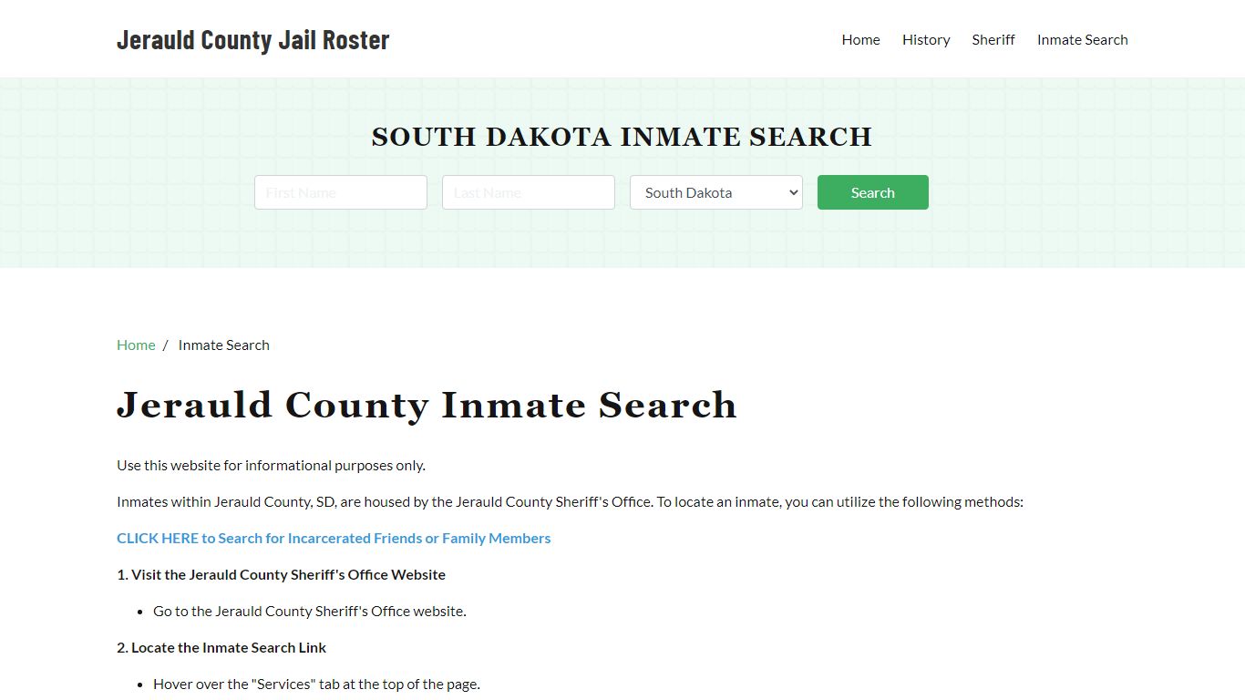 Jerauld County, SD Detainee Lookup