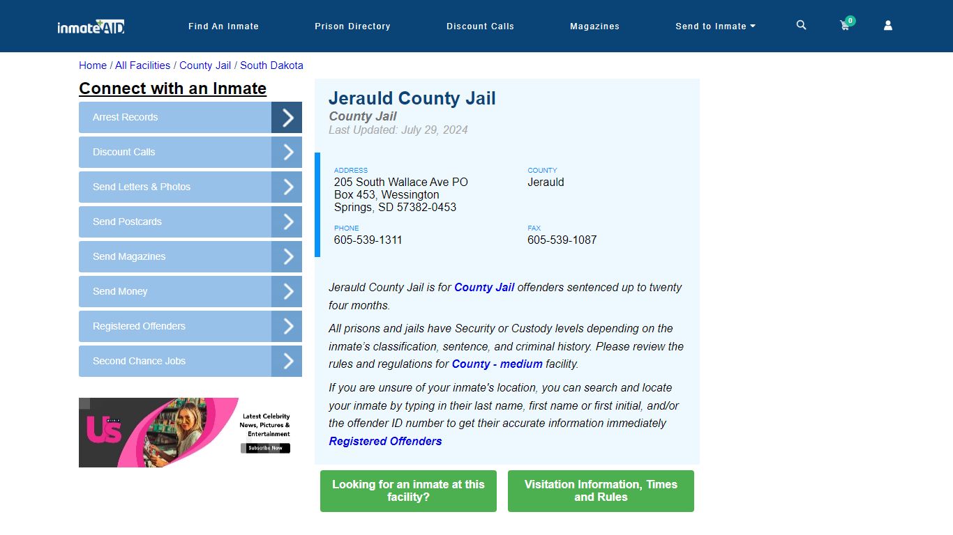 Jerauld County Jail - Inmate Locator - Wessington Springs, SD